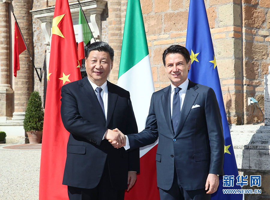 3月23日，国家主席习近平在罗马同意大利总理孔特会谈。 新华社记者 兰红光 摄