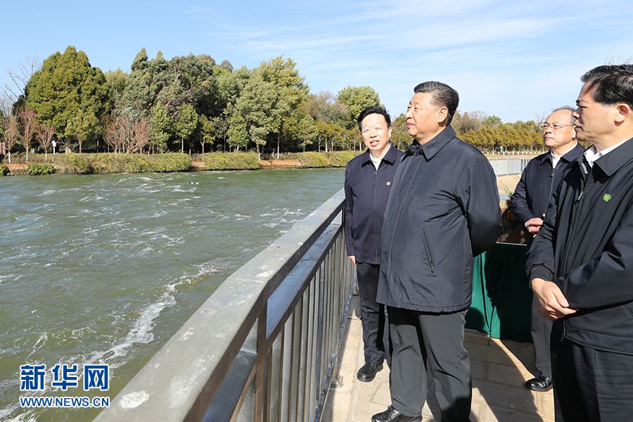 1月20日，正在云南考察的中共中央总书记、国家主席、中央军委主席习近平来到昆明，前往滇池星海半岛生态湿地，察看滇池保护治理情况。 新华社记者 鞠鹏 摄